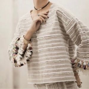 Moon River Top with Fringe Sleeves